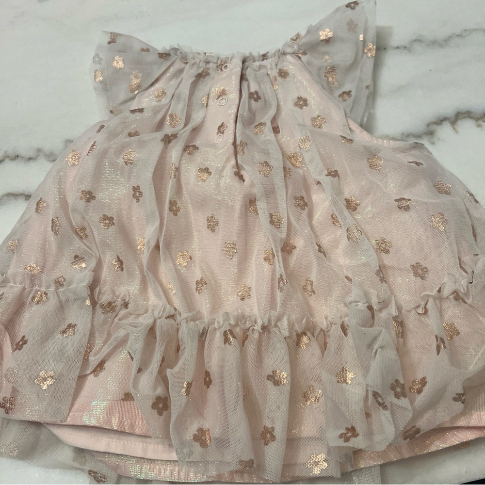 Cat & Jack 3-6 Months Formal Dress Pink Shimmer Ruffled Tulle Sleeveless Easter - Picture 7 of 12